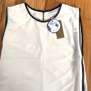 Cream dress with leather zipper detail